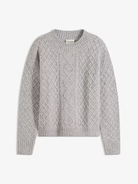 Sweter we wzór w warkocze szary