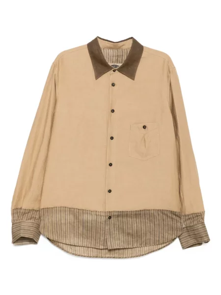 Pruhovaná košile Ziggy Chen hnědá