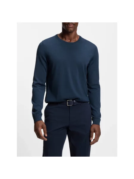 Lniany sweter Hugo niebieski