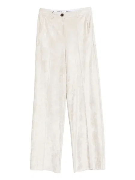 Pantaloni Marella de catifea cord alb