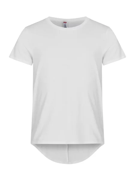 Clique T-shirt Brooklyn z bawełny luźny krój wydłużony tył – White biała
