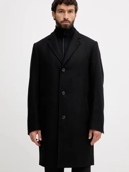 Палто с вълна Karl Lagerfeld черно