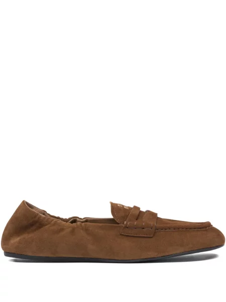 Pantofi loafer Miu Miu din piele de căprioară maro
