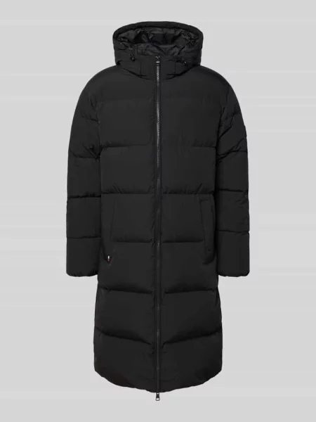 Płaszcz puchowy o kroju regular fit z naszywką z logo Tommy Hilfiger czarny
