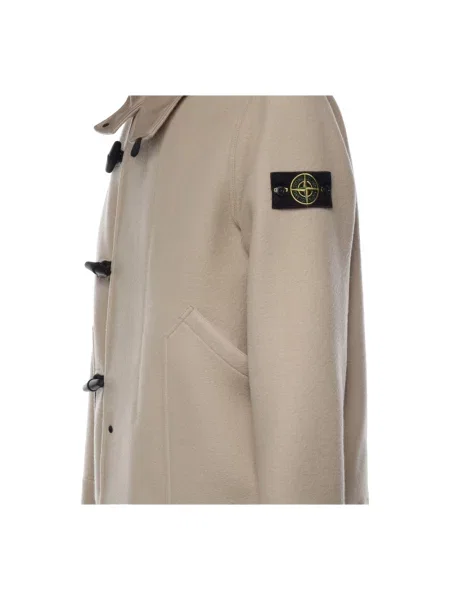 Krótka parka Stone Island wełniana z kamieniami beżowa