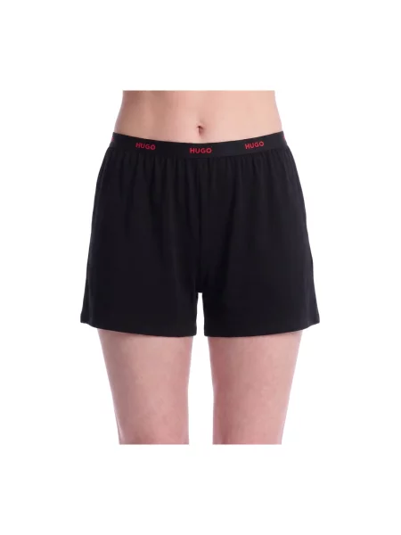 Szorty od piżamy o kroju relaxed fit z mieszanki bawełny model ‘HUGO ID SHORTS’ czarne