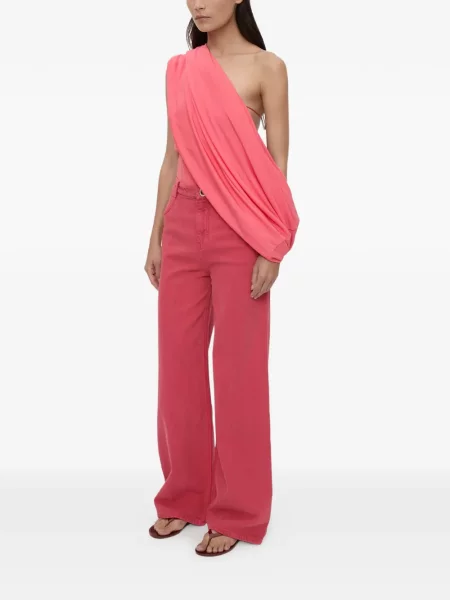 Tricou Christopher Esber din jerseu drapate roz