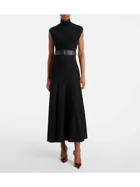 Rochie maxi Alaïa de lână de costum negru