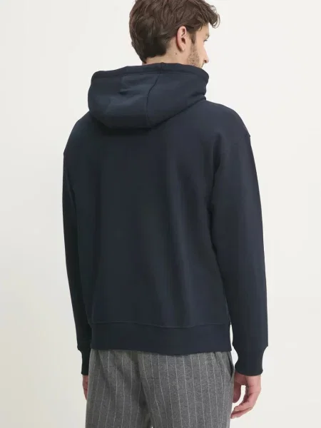 Mikina Tommy Hilfiger tmavomodrá s kapucí s aplikací