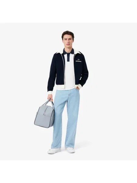 Lacoste Koszulka Polo Classic Fit Z Kontrastowym Kołnierzykiem biała