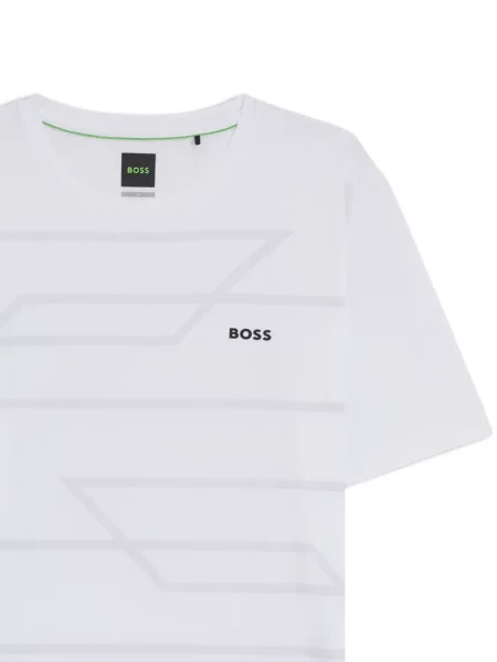 Tricou Boss cu imagine cu imprimeu geometric alb