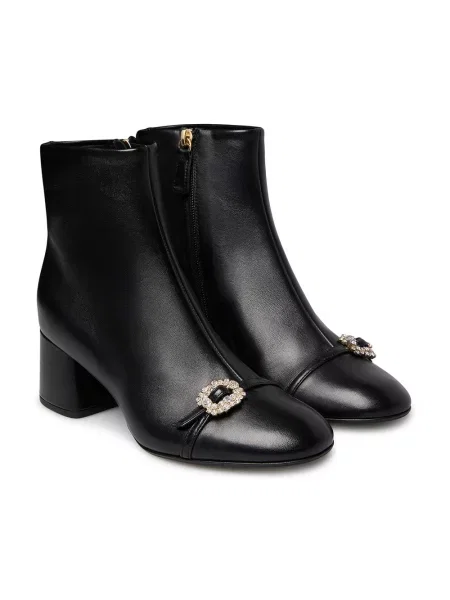 Buty do kostki Loriblu skórzane na sprzączkę czarne