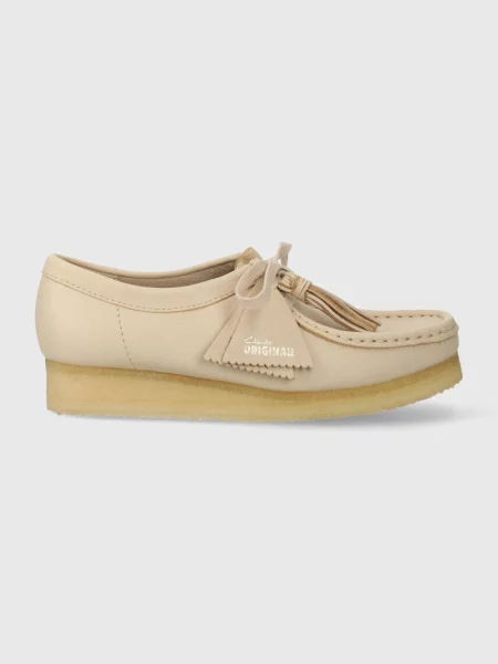 Δερμάτινα κλειστά παπούτσια Clarks Originals Wallabee μπεζ