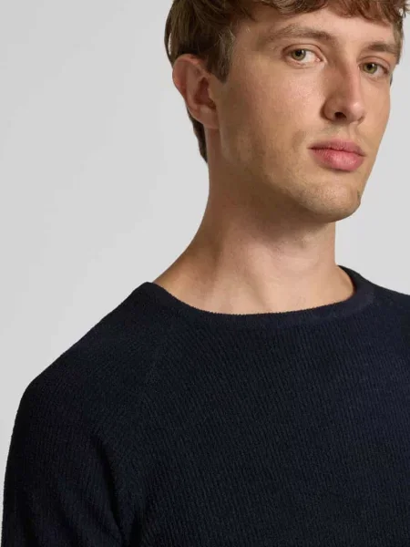 Sweter z dzianiny z okrągłym dekoltem model ‘DANTE’ Blend czarny