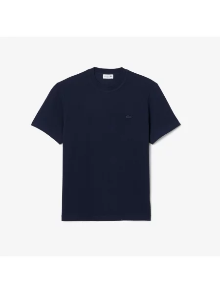 Lacoste Koszulka Petit Piqué Z Prążkowanym Dekoltem niebieski