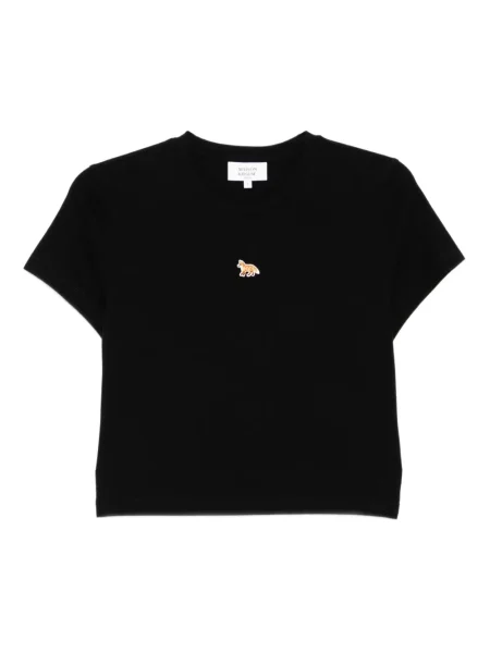 Tricou Maison Kitsune cu broderie negru