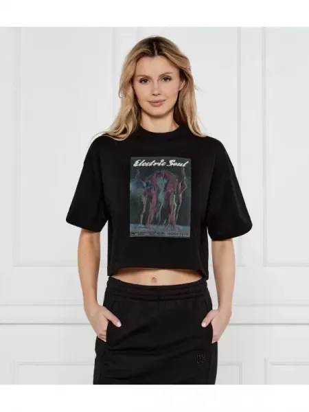 HUGO Póló | Cropped Fit fekete
