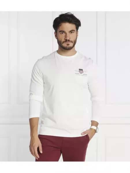 Tricou mânecă lungă Gant alb