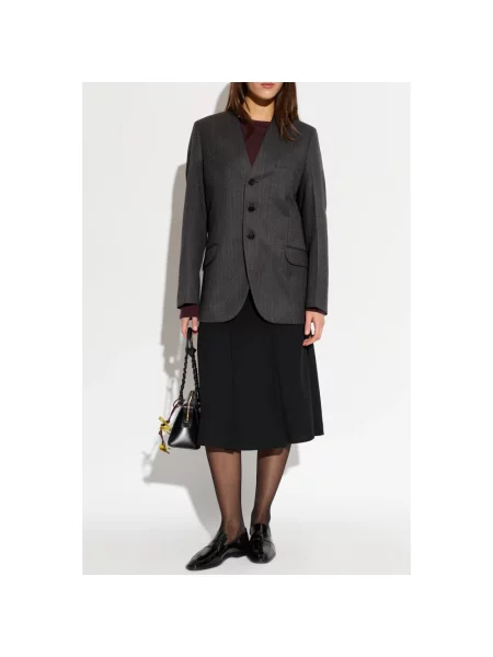 Marynarka Jil Sander wełniana w jodełkę szara