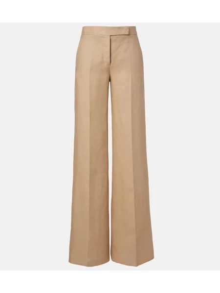 Pantaloni Max Mara de in plisate cu picior lat bej