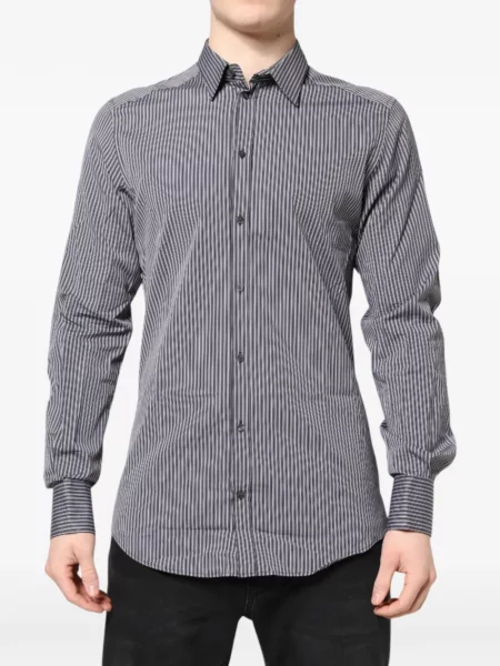 Lung cămașă Dolce & Gabbana cu dungi negru