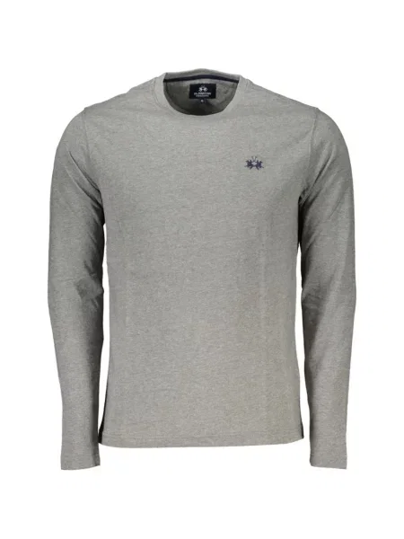 Lung tricou La Martina cu broderie gri