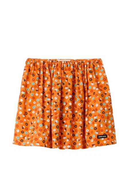 Fustă Miu Miu din poplin portocaliu