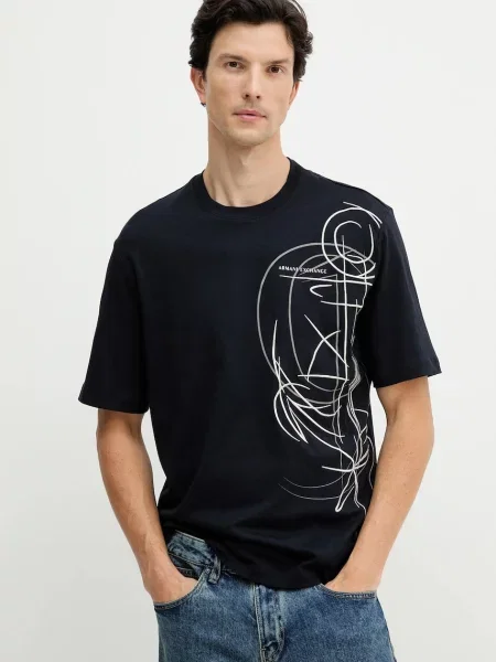 Тениска Armani Exchange с апликация тъмносиньо
