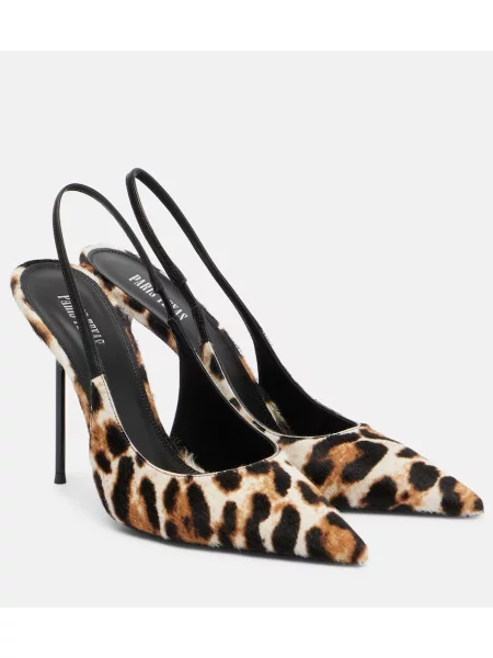 Pantofi cu toc Paris Texas cu imagine cu model leopard slingback bej