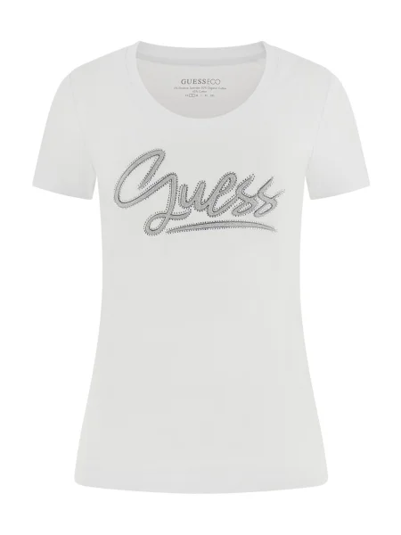 GUESS Tričko stříbrná bílá