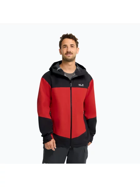 Geacă de ploaie pentru bărbați Jack Wolfskin Rockpaw 3L siren red roșu