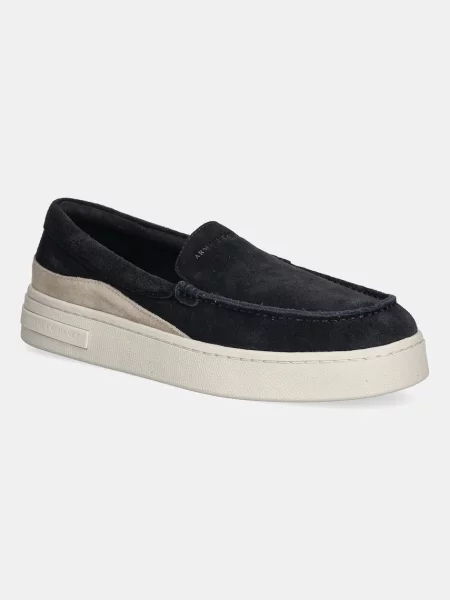 Mokasyny Armani Exchange zamszowe wsuwane niebieskie