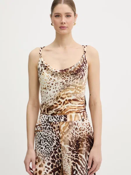 Marciano by Guess bluză cu bretele pentru femei cu vâscoză GWENDA maro