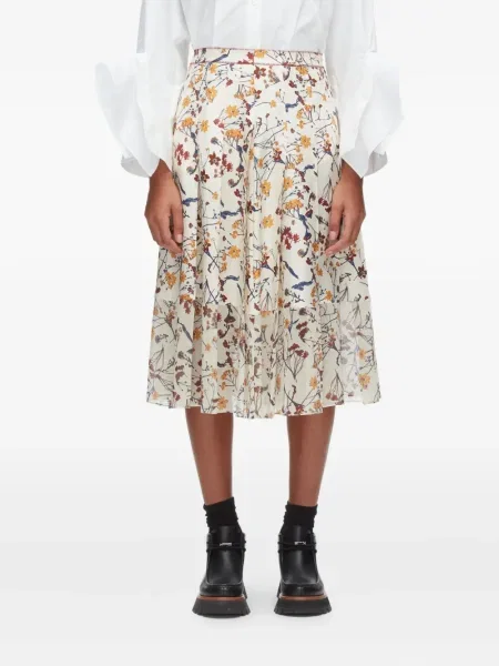 Fusta plisata 3.1 Phillip Lim cu model floral cu imagine plisată