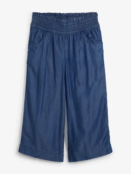 Spodnie culotte z lyocellu niebieskie
