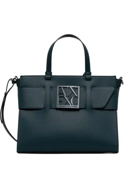 Geantă shopper Armani Exchange cu autograf verde
