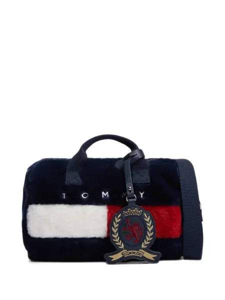 Geantă Tommy Hilfiger cu autograf cu blană albastru