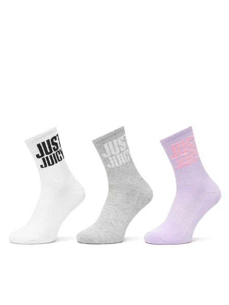 Комплект 3 чифта дълги чорапи дамски Juicy Couture Just Juicy Цветен бяло