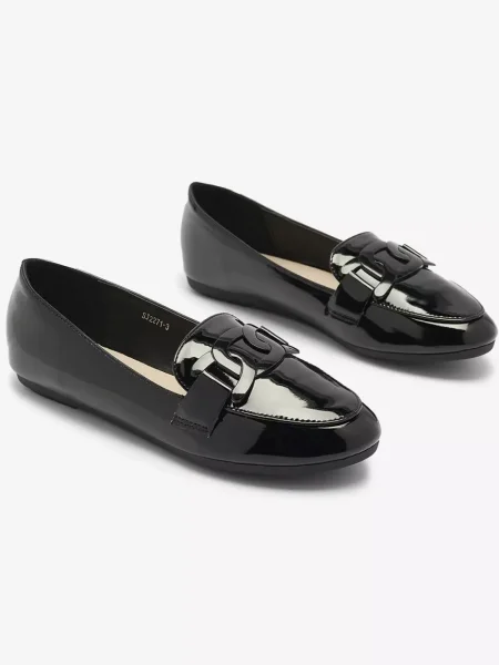 Мокасини Resti от лакирана кожа черно