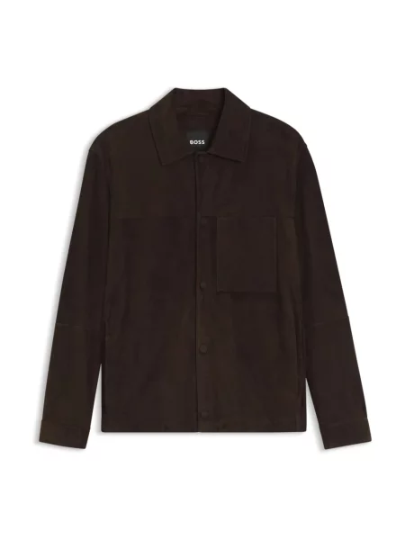 Hugo Kurtki Mężczyzna M Skóra C-Molot Jacket Boss brązowy