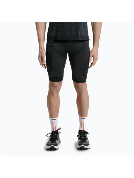 Spodenki termoaktywne X-Bionic Xceed Run Tights x black/rhino grey czarne