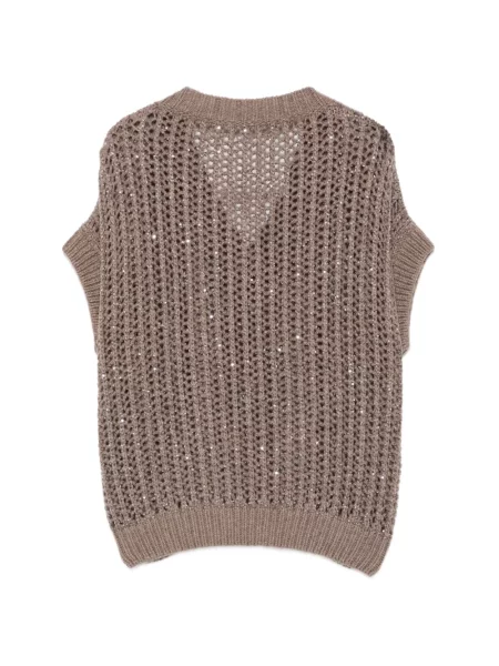 Pulover D.exterior cu paiete maro