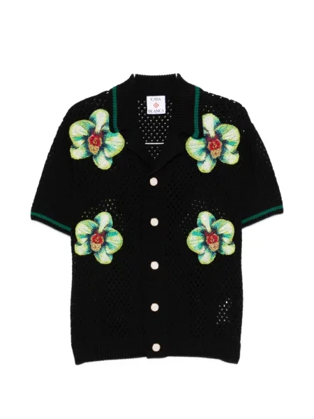 Cămașă Casablanca cu model floral negru