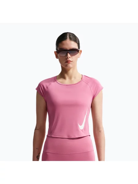 Tricou de alergare pentru femei Nike Swoosh Run Dri-Fit peony/photon dust/white alb