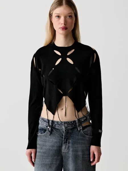 Karl Lagerfeld Jeans pulover pentru femei cu vâscoză negru