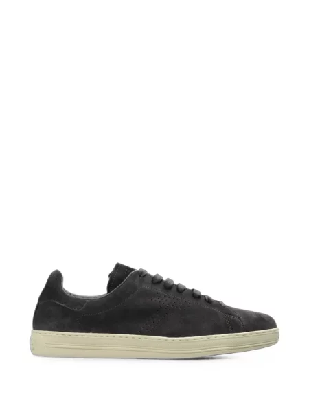Sneakerși Tom Ford din piele de căprioară cu autograf gri