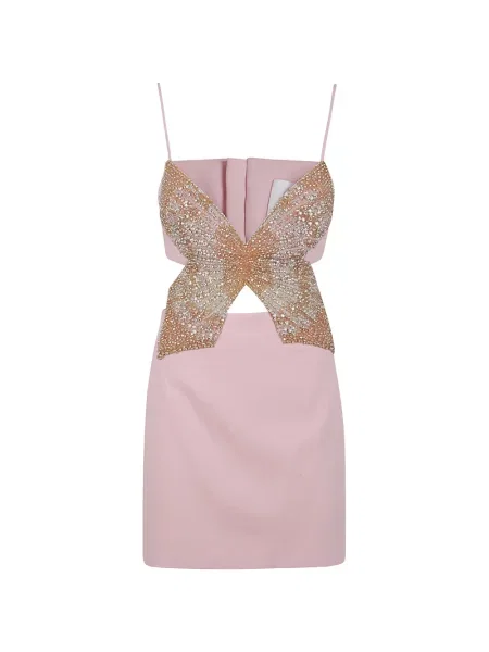 Sukienka maxi Costarellos z kryształkami różowa