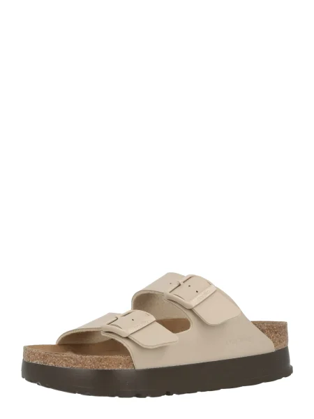 Papuci Birkenstock cu platformă bej
