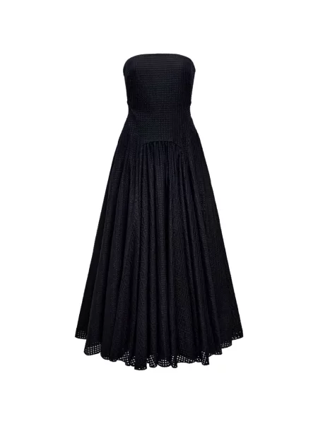 Rochie Another Tomorrow în carouri fără bretele negru