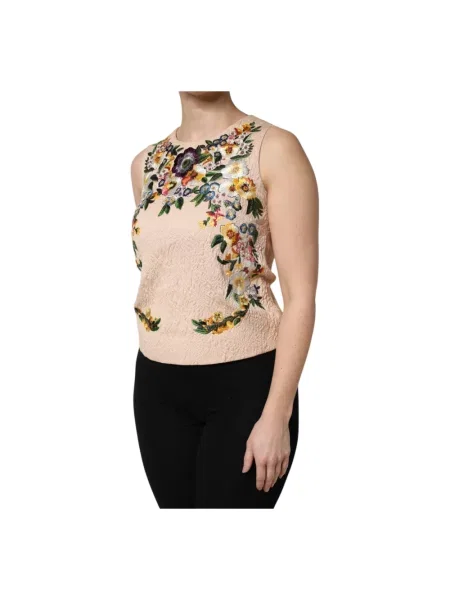 Haftowany top Dolce And Gabbana beżowy